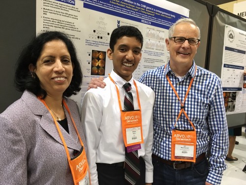 Aditya with his mother and another researcher.